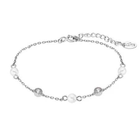 Bracelet Lotus Silver, Perles blanches et oxydes.