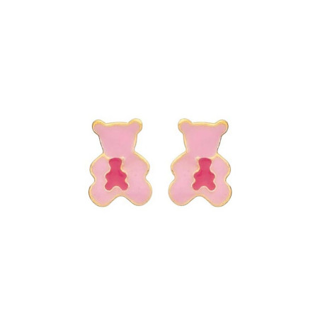 Boucles d'oreilles Ourson avec laque rose