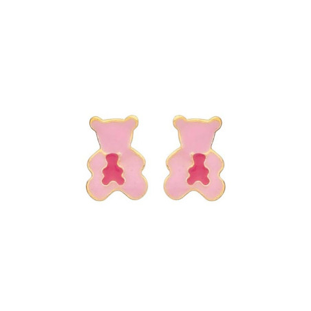 Boucles d'oreilles Ourson avec laque rose