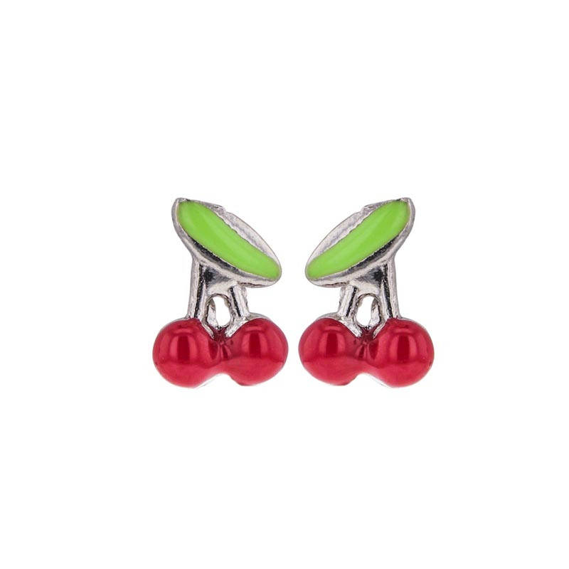 Boucles d'oreilles Cerises, en argent et colorées