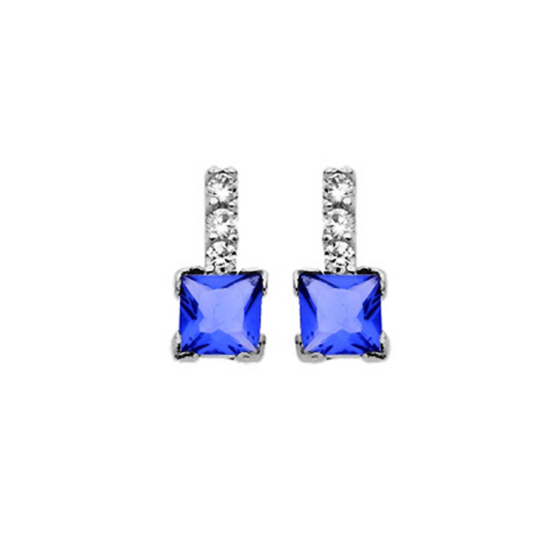 Boucles d'oreilles Carrées bleues, en argent