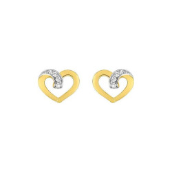 Boucles d'oreilles Coeurs bicolores, en plaqué or