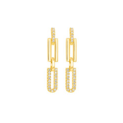 Boucles d'oreilles Sully Pendantes, en plaqué or et oxydes blancs