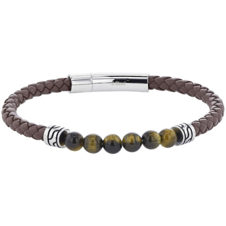 Bracelet Harvey Stone, Oeil de tigre et cuir