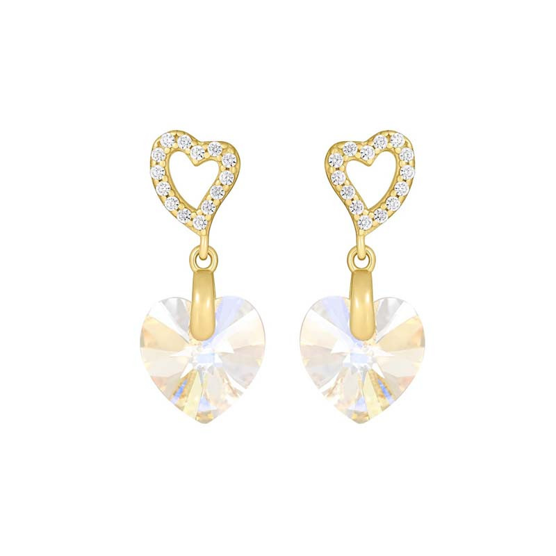 Boucles d'oreilles Crystal Jewellery Coeurs pendants