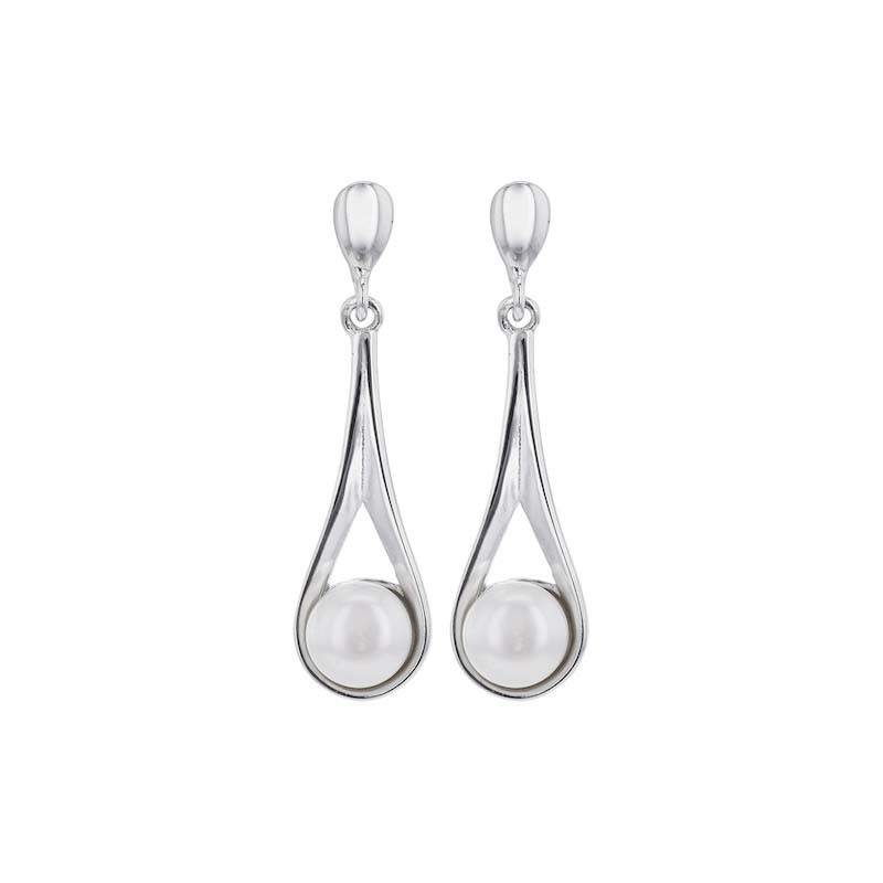 Boucles d'oreilles Goutte avec perles, en argent