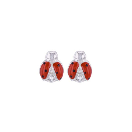 Boucles d'oreilles Coccinelles aux ailes déployées.