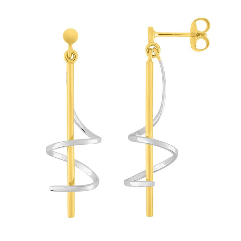 Boucles d'oreilles Tourbillon bicolore en plaqué or