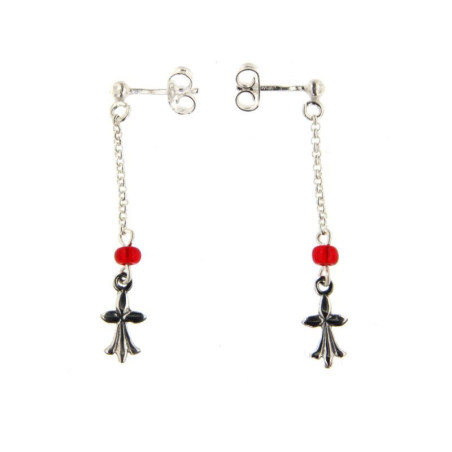 Boucles d'oreilles pendantes Hermine, en argent