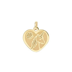 Pendentif Cœur avec Licorne, en or 375 millièmes