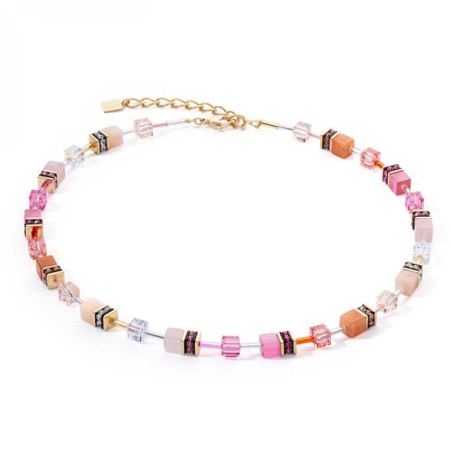 Collier Coeur de Lion, Geo Cube, Camaieu de rose