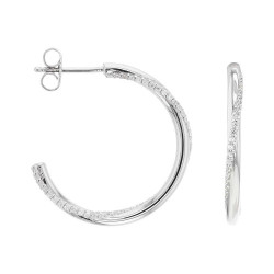 Boucles d'oreille Demi-créoles Étincelantes, en argent avec des oxydes de zirconium