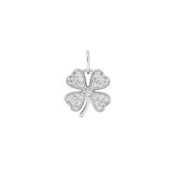pendentif trèfle à quatre feuilles en argent véritable, délicatement serti d'oxydes scintillants.