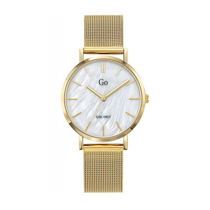 Montre GO cadran rond effet Nacré, et bracelet maille milanaise doré - 695265