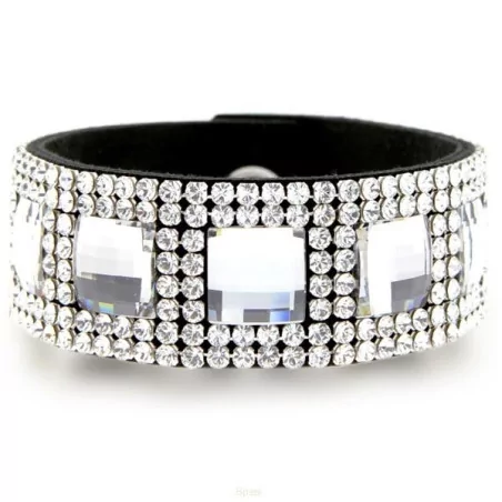 Bracelet Crystal Jewellery, Star avec de la suédine noire et des cristaux.