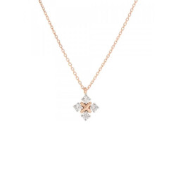 Collier Croix fantaisie, avec oxydes de zirconium et en or rose