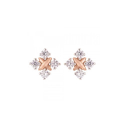 Boucles d'oreilles Croix fantaisie, en or rose et oxydes de zirconium
