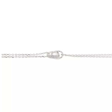 Bracelet double chaîne anneaux entrecroisés en argent