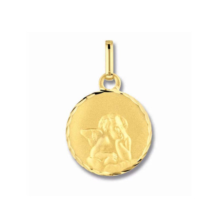 Médaille Ange Pensif Ronde en or jaune