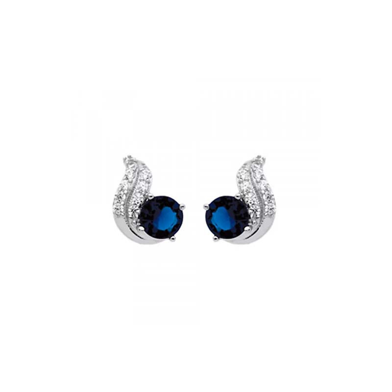 Boucles d'oreilles Eclat bleu, en argent avec oxydes de zirconium