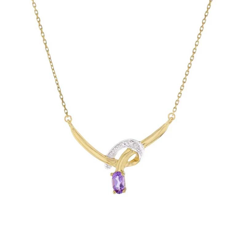 Collier Améthyste et Oxydes de zirconium, en or jaune