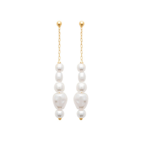 Boucles d'oreilles Goutte avec perles blanches