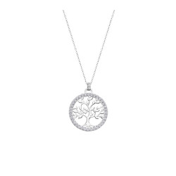 Collier Lotus Silver, Arbre de vie blanc - LP1746-1/1