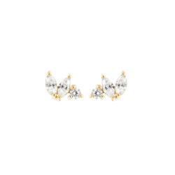 Boucles d'oreilles Sully Lumineuses, en plaqué or avec des pierres blanches