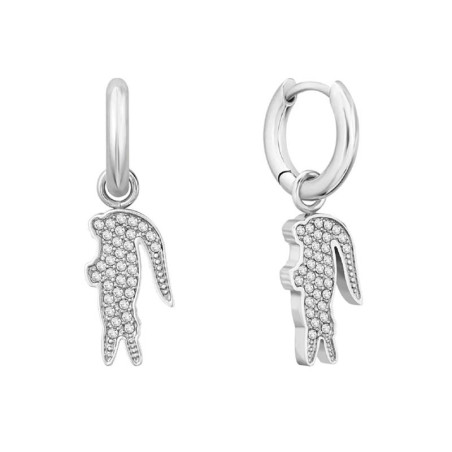 Créoles Lacoste Crocodile Etincelantes, en acier argenté