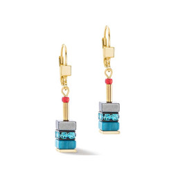 Boucles d'oreilles Coeur de Lion, Geo Cube, bleue