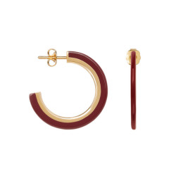 Boucles d'oreille Demi-créoles Bordeaux, et plaqué or