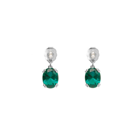 Boucles d'oreilles pendantes Fantaisies vertes et argent