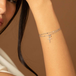 Bracelet argent croix & diamant – La Garçonne