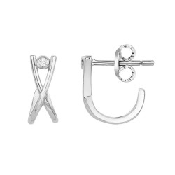 Boucles d'oreilles Croisées La Garconne Diamant, en argent