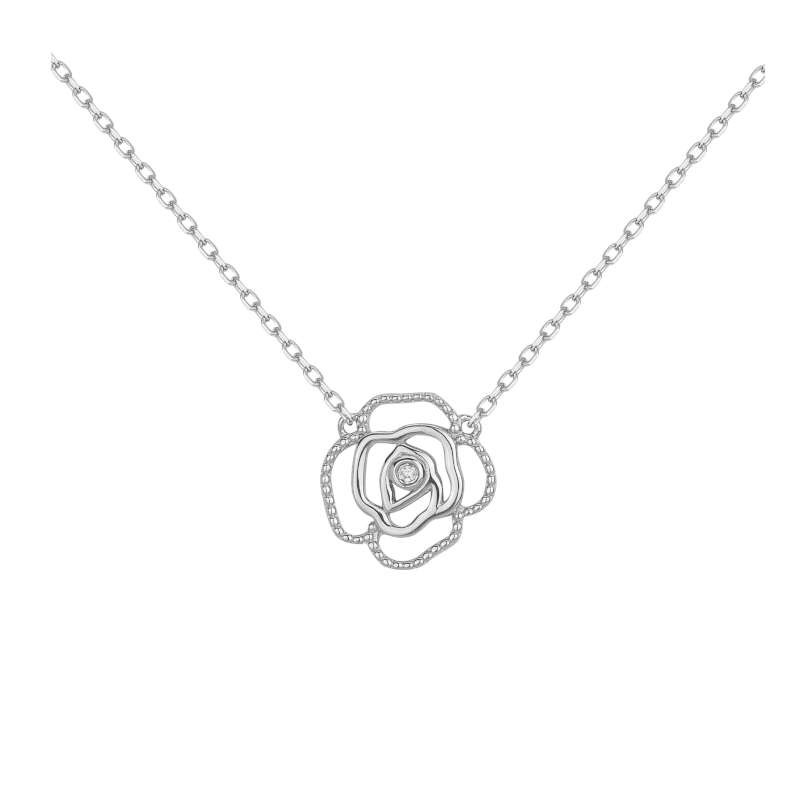 Collier Fleur La Garconne Diamant, en argent