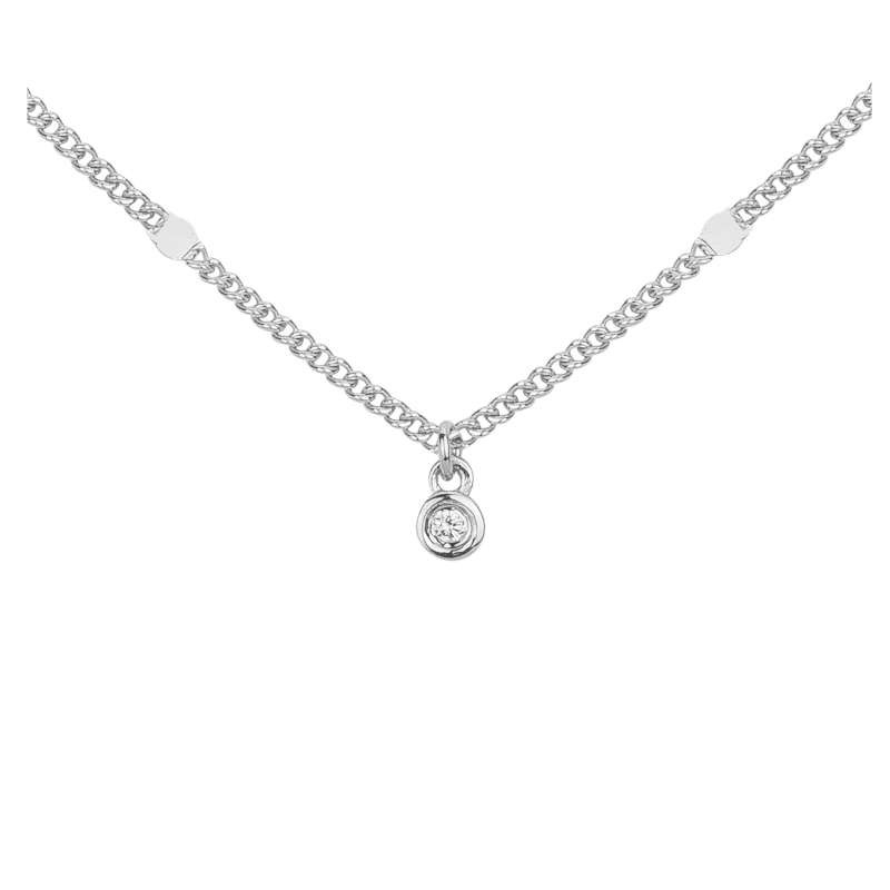 Collier La Garconne Solitaire Diamant serti clos et chaine fantaisie en argent