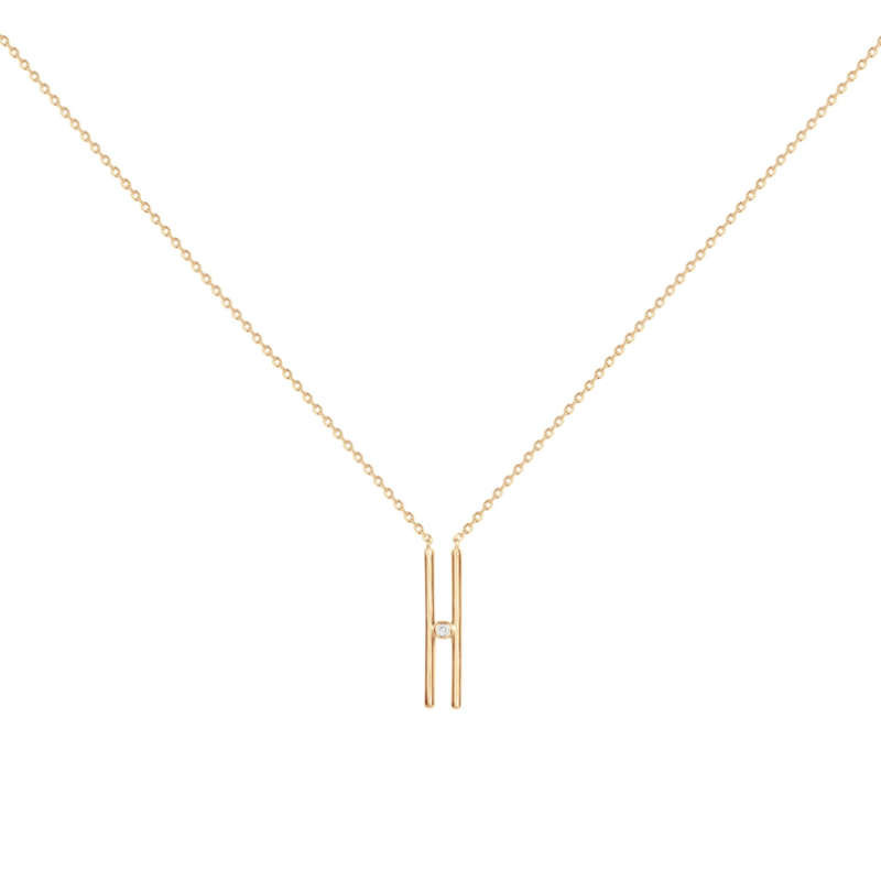 Collier La Garconne pendentif Diamant, en argent doré plaqué