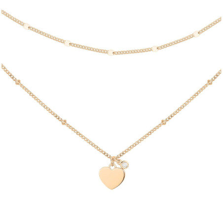 Collier double chaîne Coeur doré La Garconne Diamant