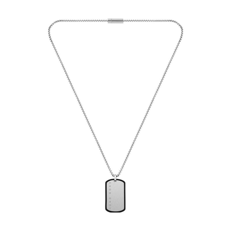 Collier Hugo Boss, plaque GI, en acier