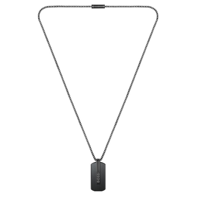 Collier Hugo Boss, plaque GI noir