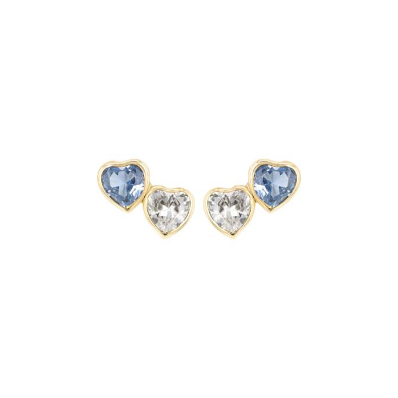 Boucles d'oreilles Double Coeurs en oxydes.