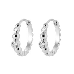 Boucles d'oreilles Créoles Fantaisies en argent avec oxydes de zirconium