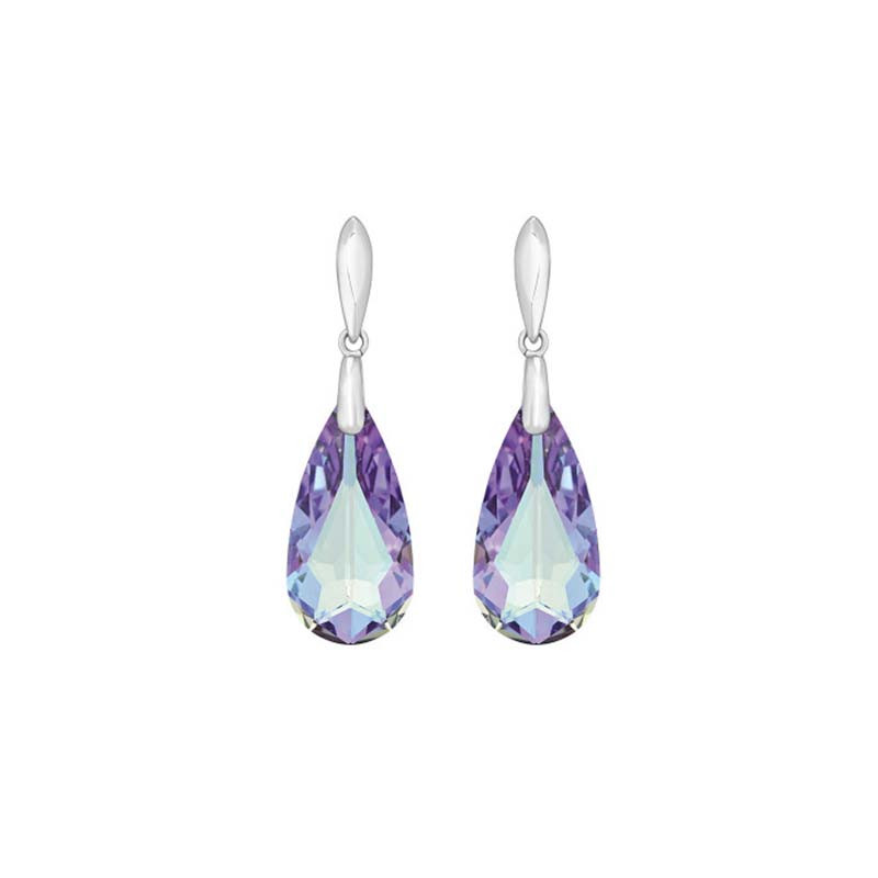 Boucles d'oreilles, Crystal Jewellery, Mauves et argent