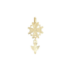 Pendentif Croix Huguenote, or jaune