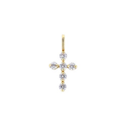 Pendentif Croix empierrée, en or 375 millièmes et oxydes de zirconium