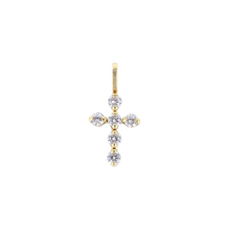 Pendentif Croix empierrée, en or 375 millièmes et oxydes de zirconium