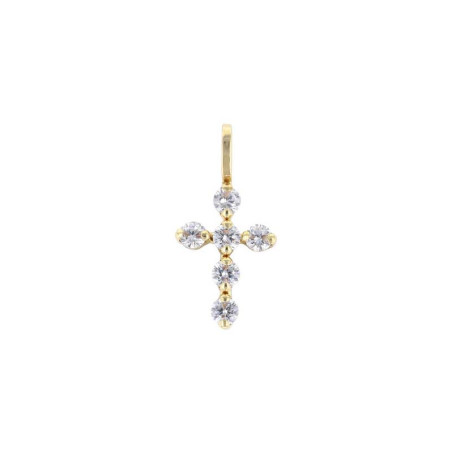 Pendentif Croix empierrée, en or 375 millièmes et oxydes de zirconium