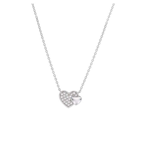 Collier Double Coeurs brillants, en argent et oxydes de zirconium