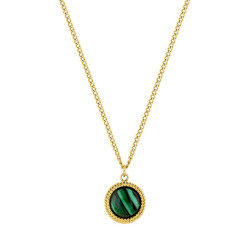Collier Malachite, en acier doré