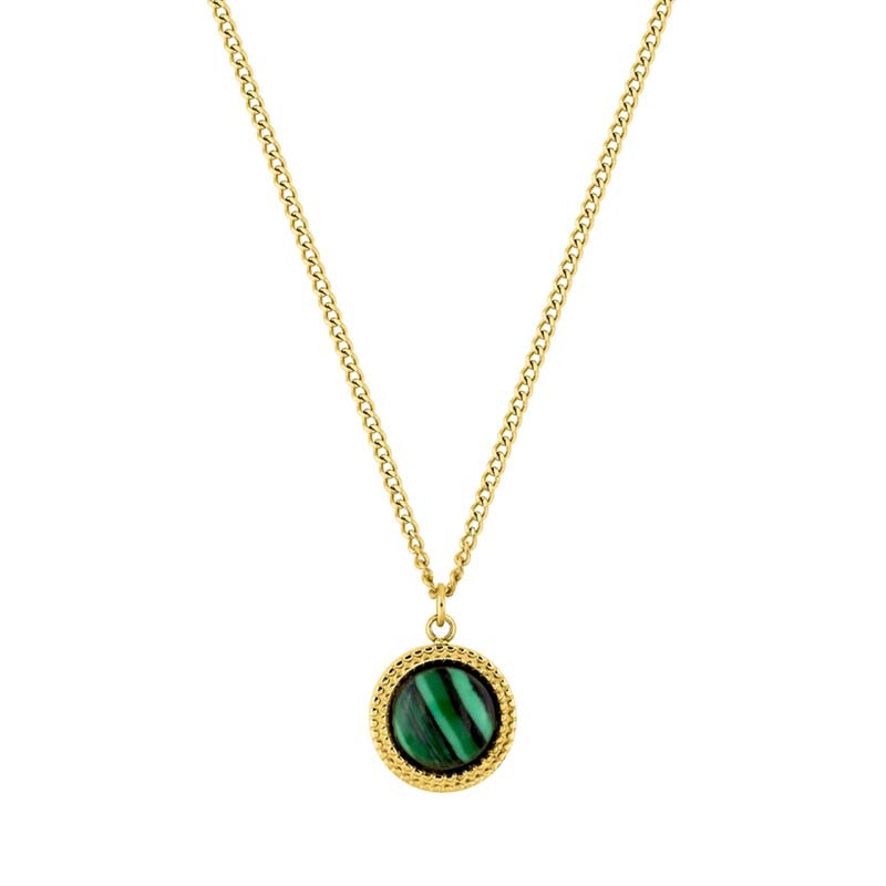 Collier Malachite, en acier doré